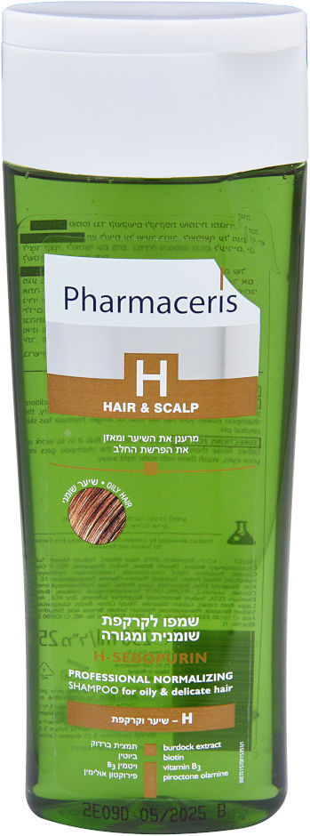 Pharmaceris · שמפו לקרקפת שומנית ומגורה